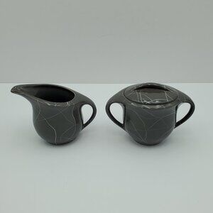 Iroquois Carrara Modern Gray Creamer & Sugar Bowl Iroquois China MCM Creamer Set